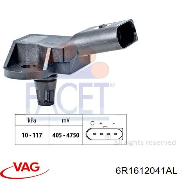 6R1612041AL VAG Sensor de pressão do sistema do freio pneumático
