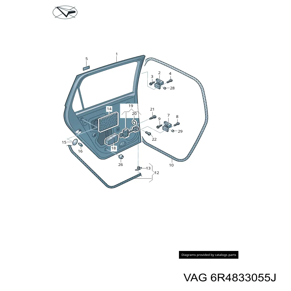 6R4833055J VAG Porta traseira esquerda