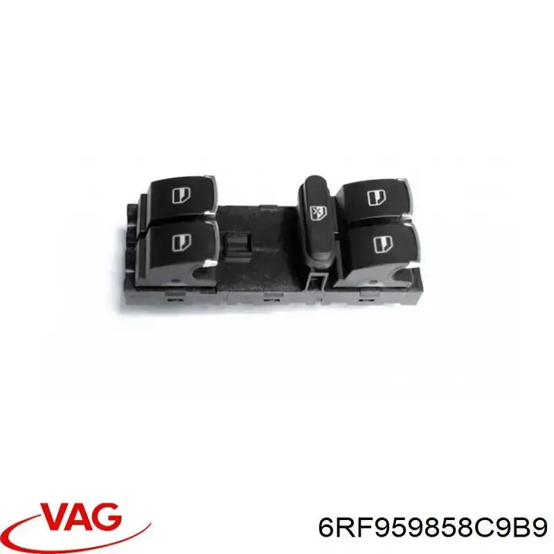 6RF959858C9B9 VAG Unidade de botões dianteira esquerda de controlo de elevador de vidro