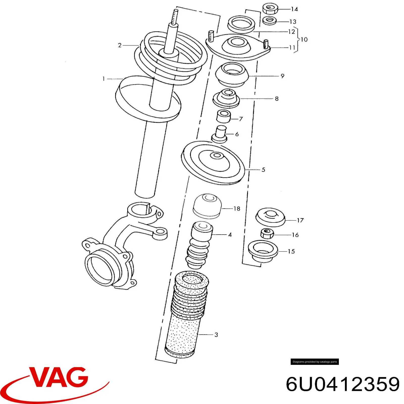 Tampa de suporte do amortecedor dianteiro VAG 6U0412359 preço, a partir de  