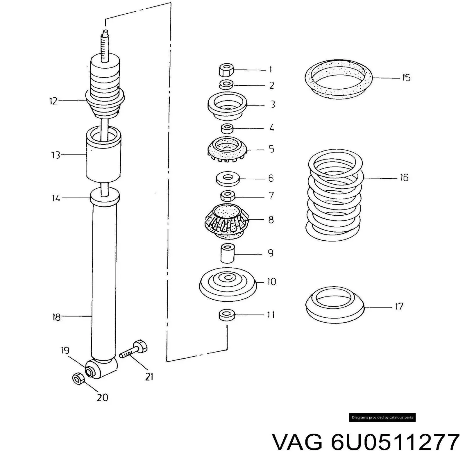  Bloco silencioso de amortecedor traseiro Skoda Felicia I hatchback (791, 6U1) (1994 - 1997) I