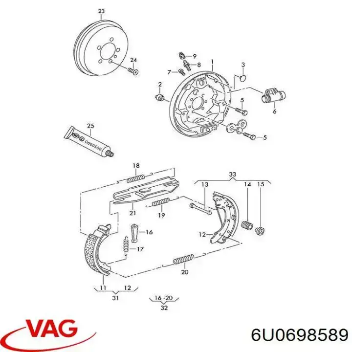 Kit de reparação dos freios traseiros VAG 6U0698589 preço, a partir de 5,16 USD