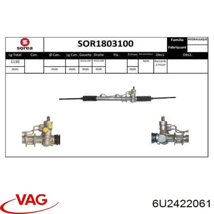 Cremalheira da direção VAG 6U2422061 preço, a partir de 175,85 USD