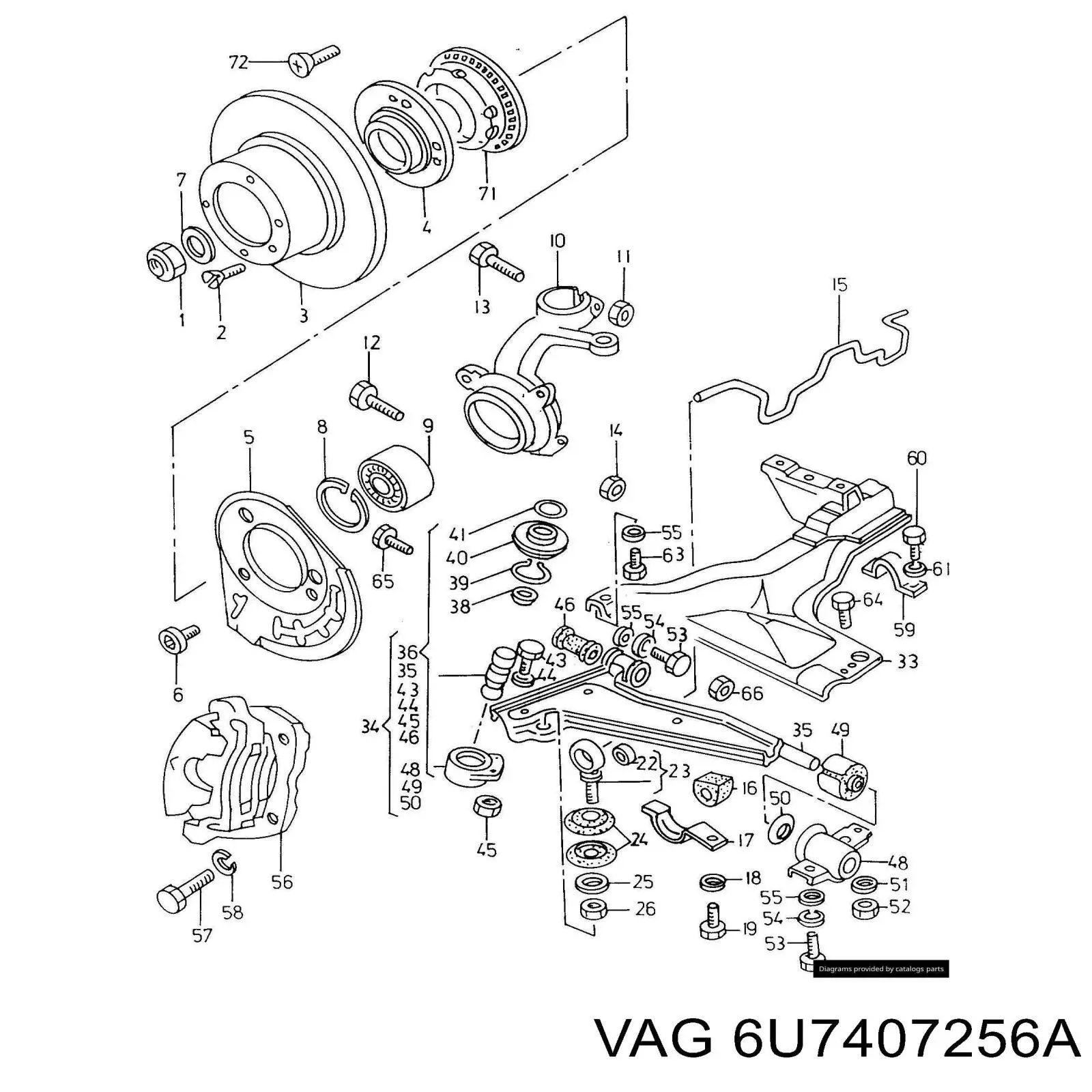 6U7407256A VAG Pino moente (extremidade do eixo) dianteiro direito