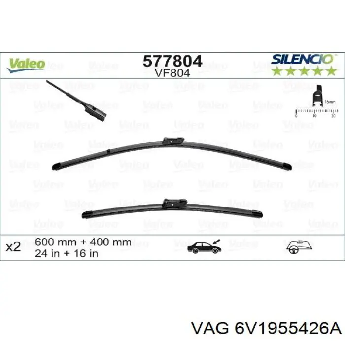 Limpa-pára-brisas do pára-brisas, kit de 2 un. VAG 6V1955426A preço, a partir de 24,50 USD