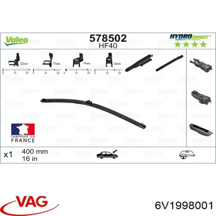 Limpa-pára-brisas do pára-brisas, kit de 2 un. VAG 6V1998001 preço, a partir de 46,98 USD