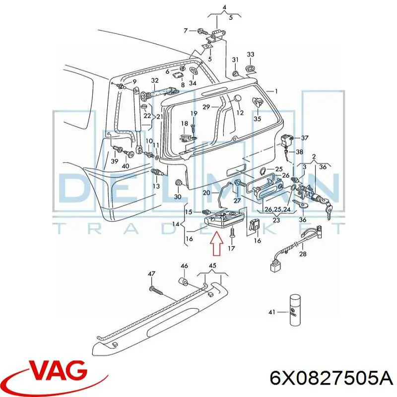 Compre 6X0827505A VAG Fecho de tampa de porta-malas (de 3ª/5ª porta traseira)