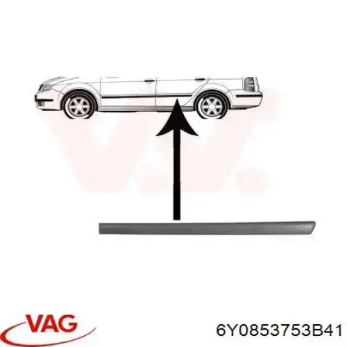 6Y0853753B41 VAG Moldura da porta traseira esquerda