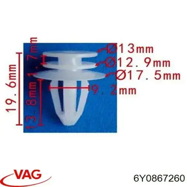 6Y0867260 VAG Cápsula (prendedor) de fixação de revestimento da porta