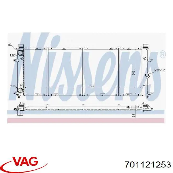 Compre 701121253 VAG Radiador de esfriamento de motor