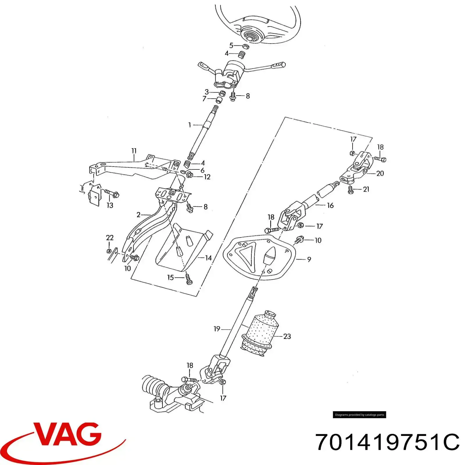 701419751C VAG Veio da coluna de direção inferior