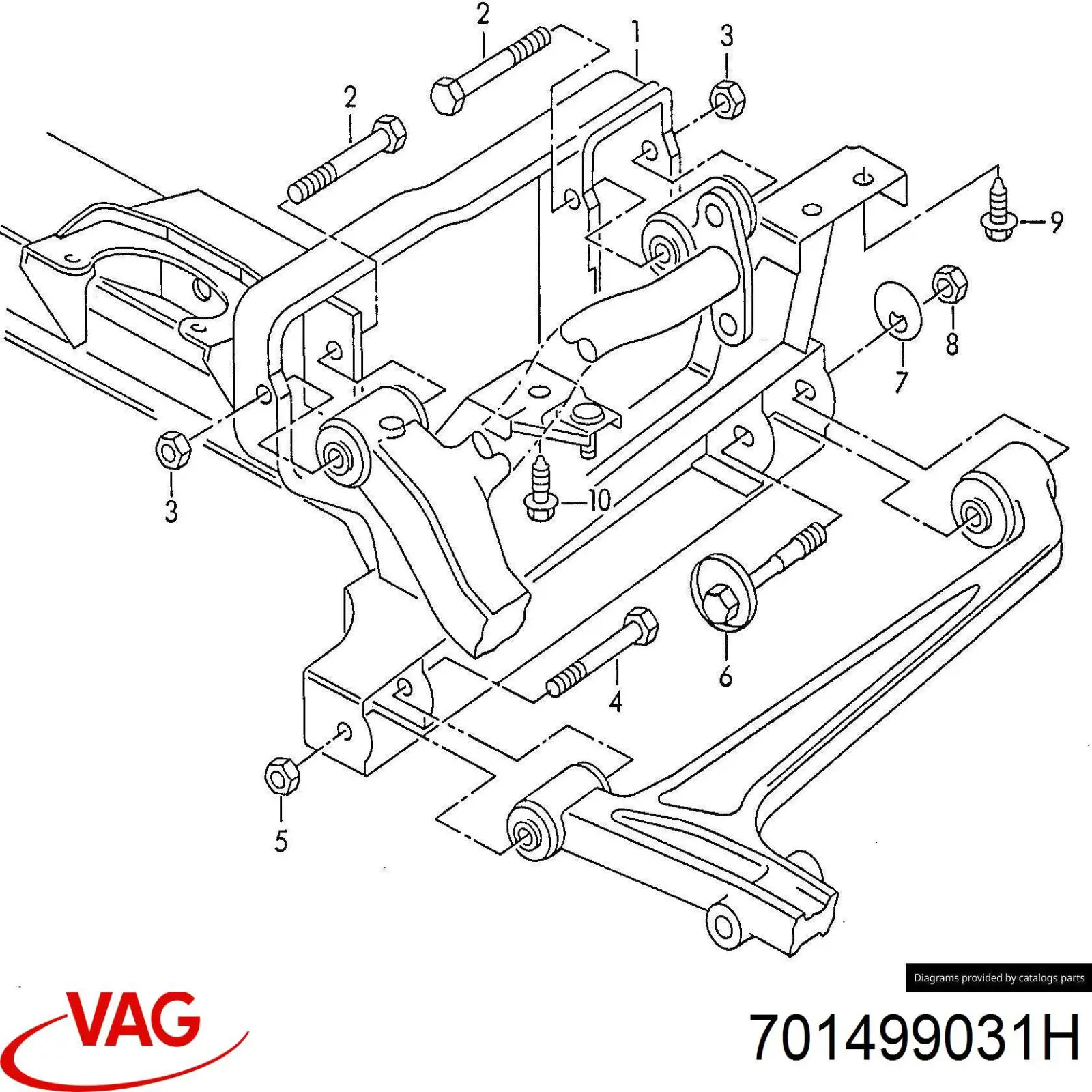 Viga de suspensão dianteira (plataforma veicular) VAG 701499031F preço, a partir de 704,55 USD