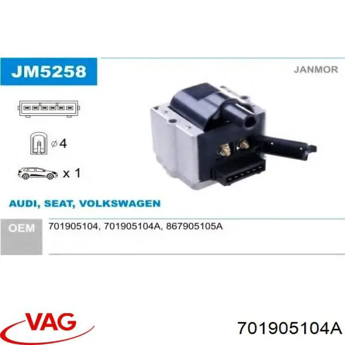 701905104A VAG Bobina de ignição