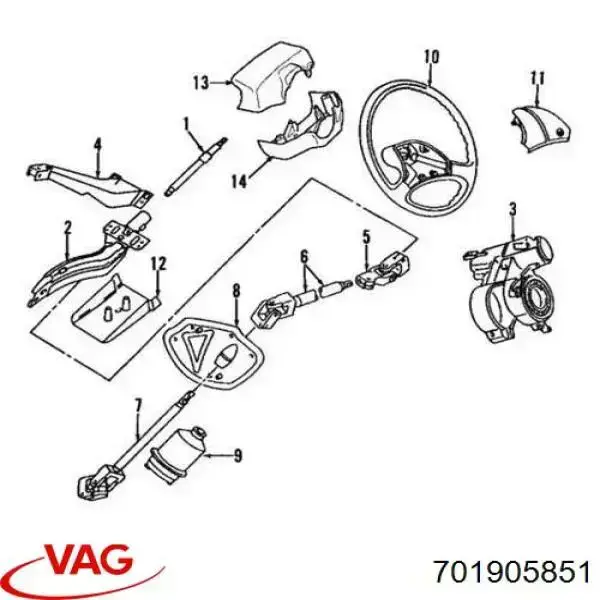 Fecho de ignição VAG 701905851 preço, a partir de  