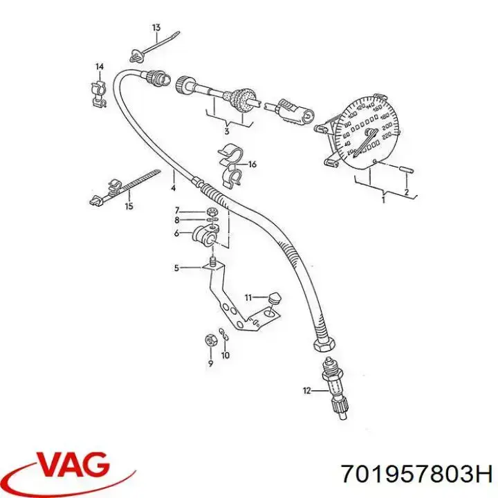 Cabo de acionamento de velocímetro VAG 701957803H preço, a partir de 10,30 USD