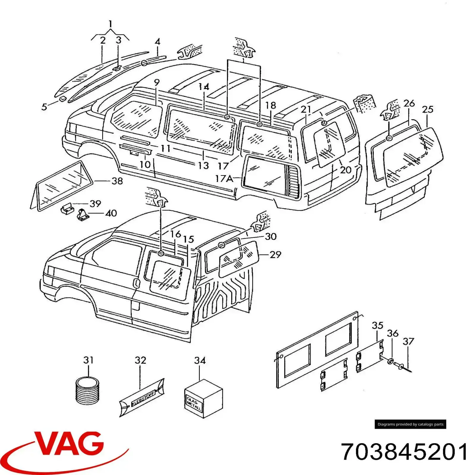 Vidro da porta dianteira esquerda VAG 703845201 preço, a partir de 108,87 USD