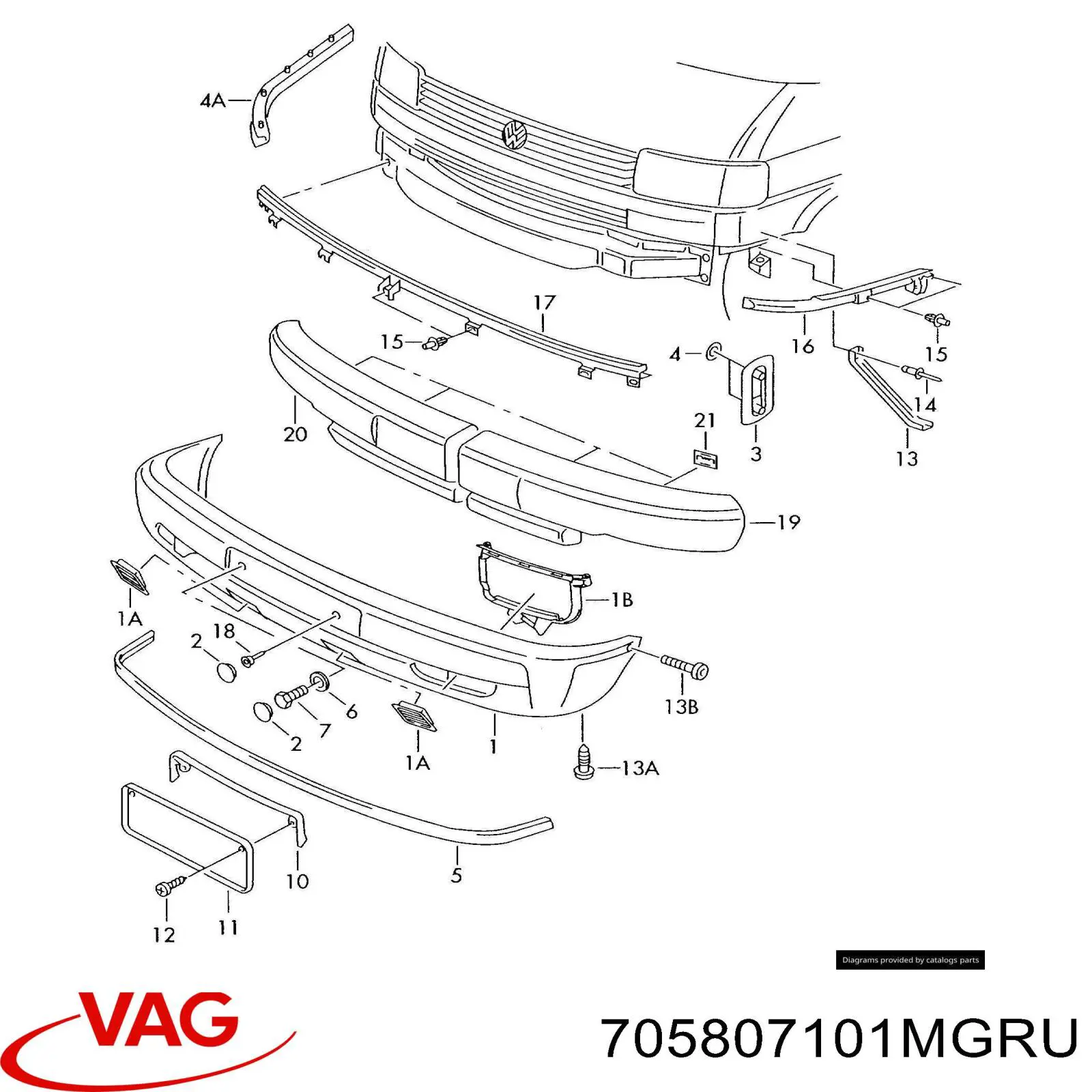 705807101MGRU VAG Pára-choque dianteiro