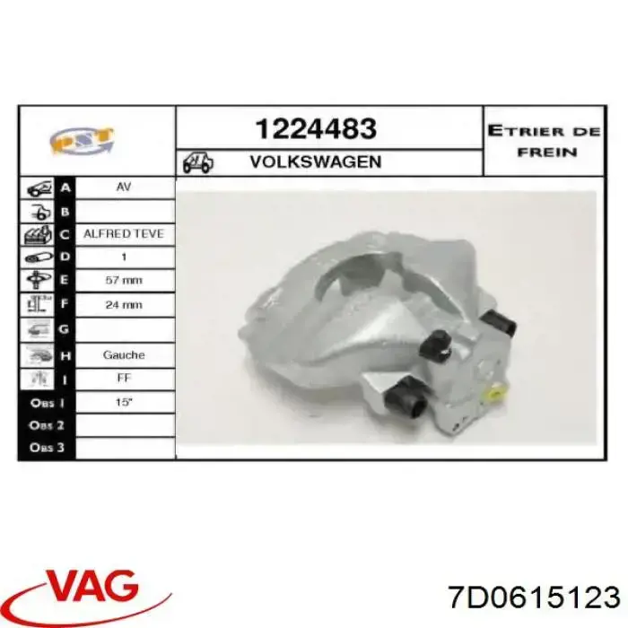 Compre 7D0615123 VAG Suporte do freio dianteiro esquerdo