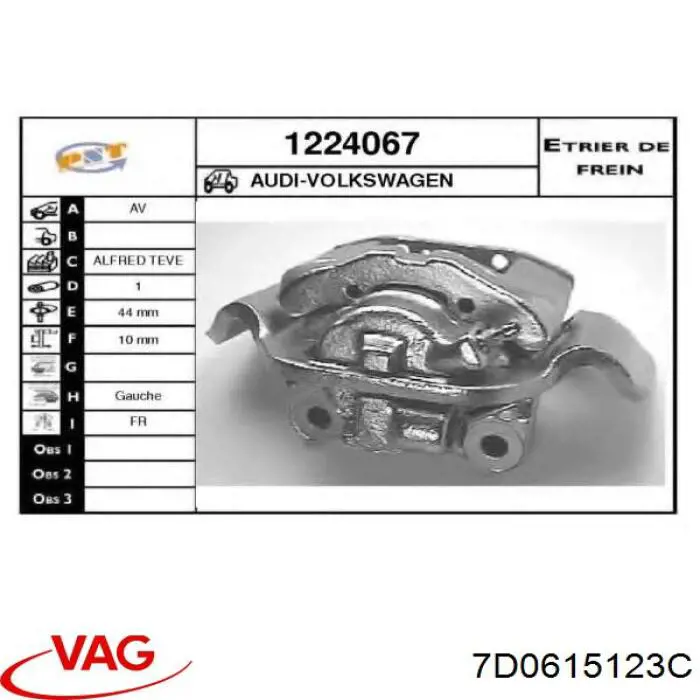 Compre 7D0615123C VAG Suporte do freio dianteiro esquerdo