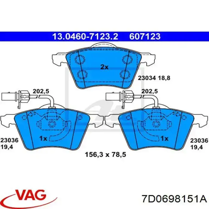 Sapatas do freio dianteiras de disco VAG 7D0698151A preço, a partir de 49,46 USD