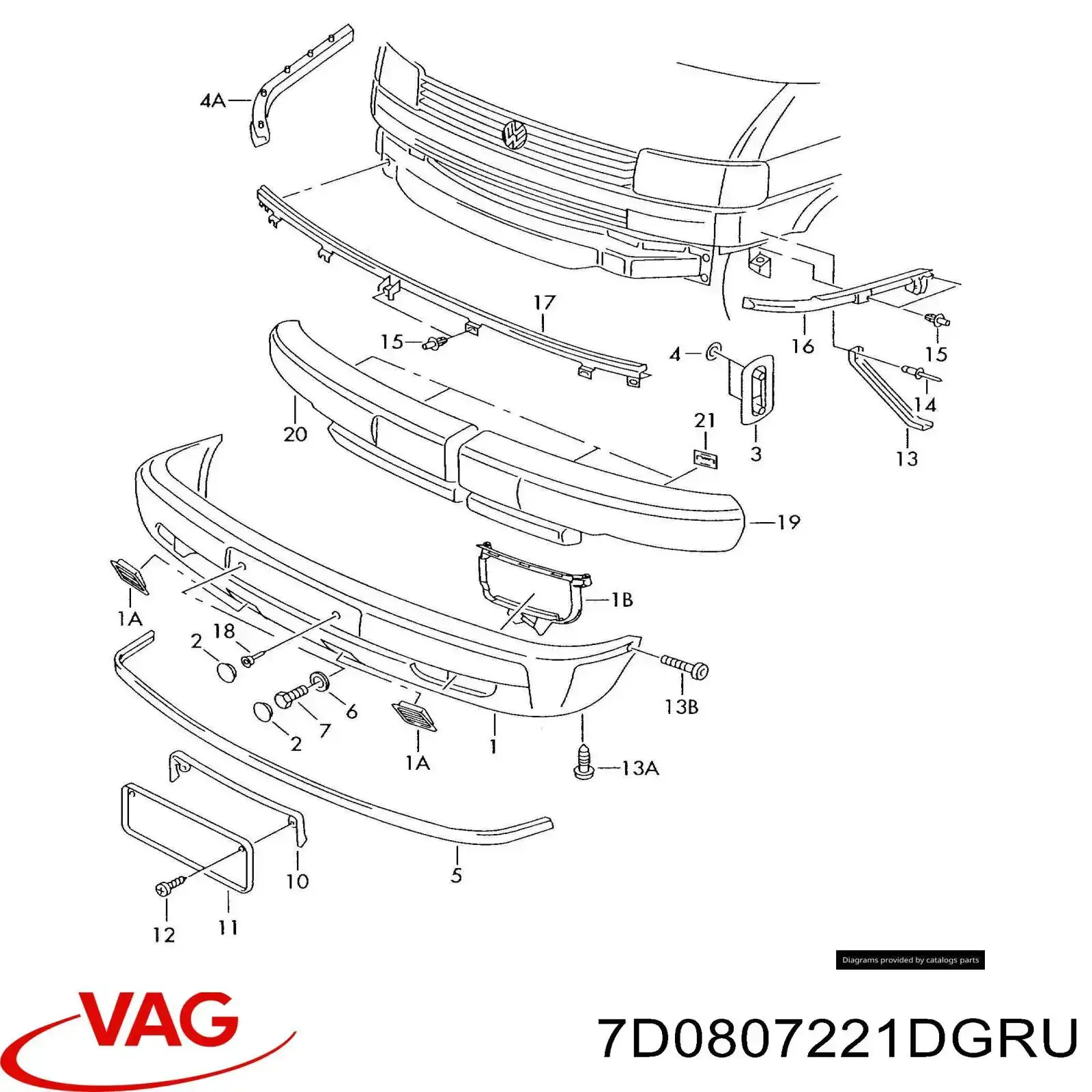 Compre 7D0807221DGRU VAG Pára-choque dianteiro