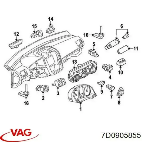Trinco de fecho de ignição VAG 7D0905855 preço, a partir de  USD