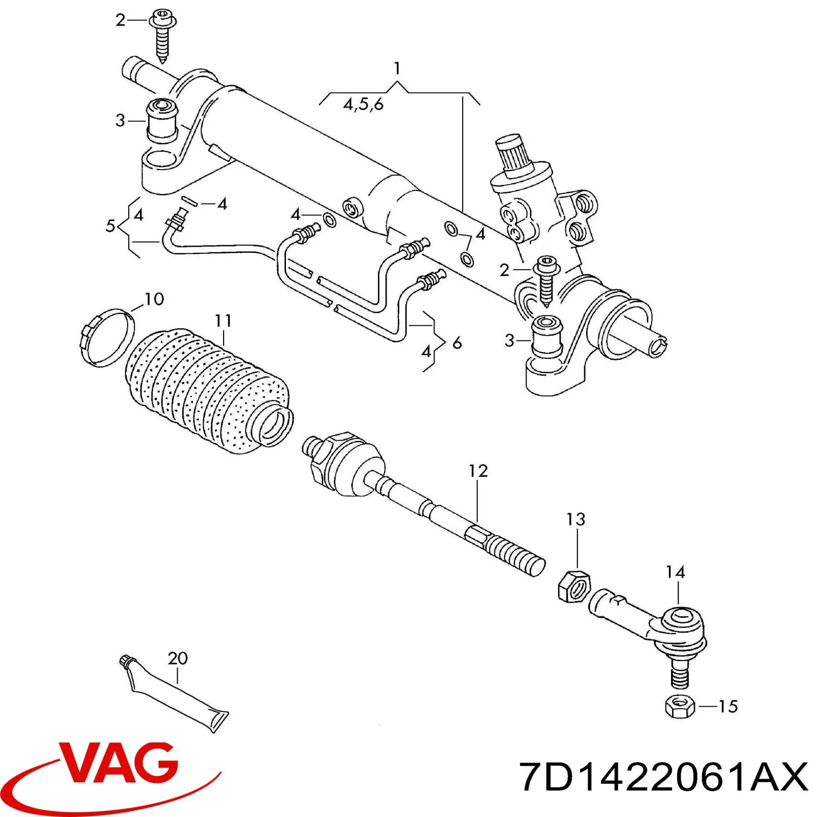 Cremalheira da direção VAG 7D1422061AX preço, a partir de 366,54 USD
