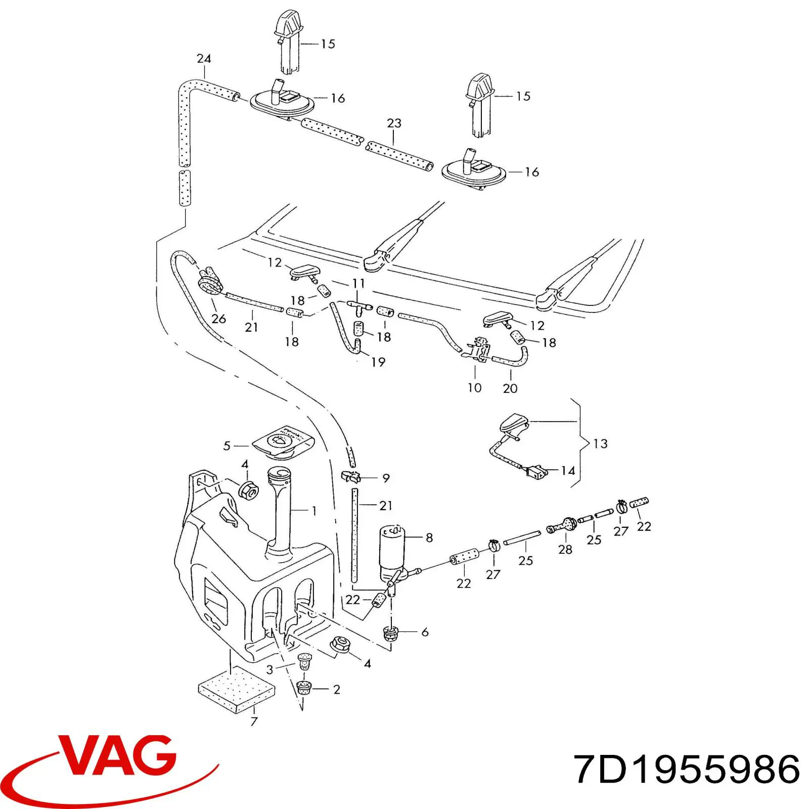 Compre 7D1955986 VAG Injetor de fluido para lavador de pára-brisas