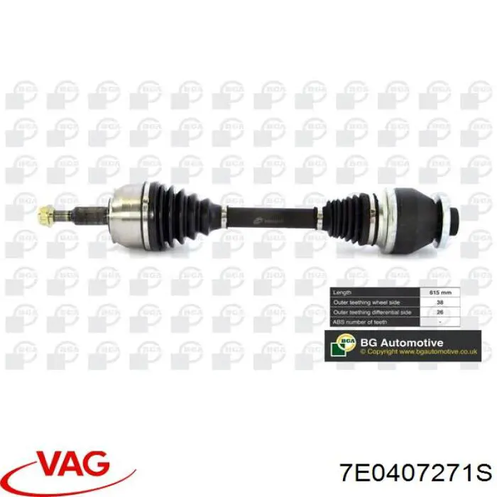 Semieixo (acionador) dianteiro esquerdo VAG 7E0407271R preço, a partir de 154,30 USD