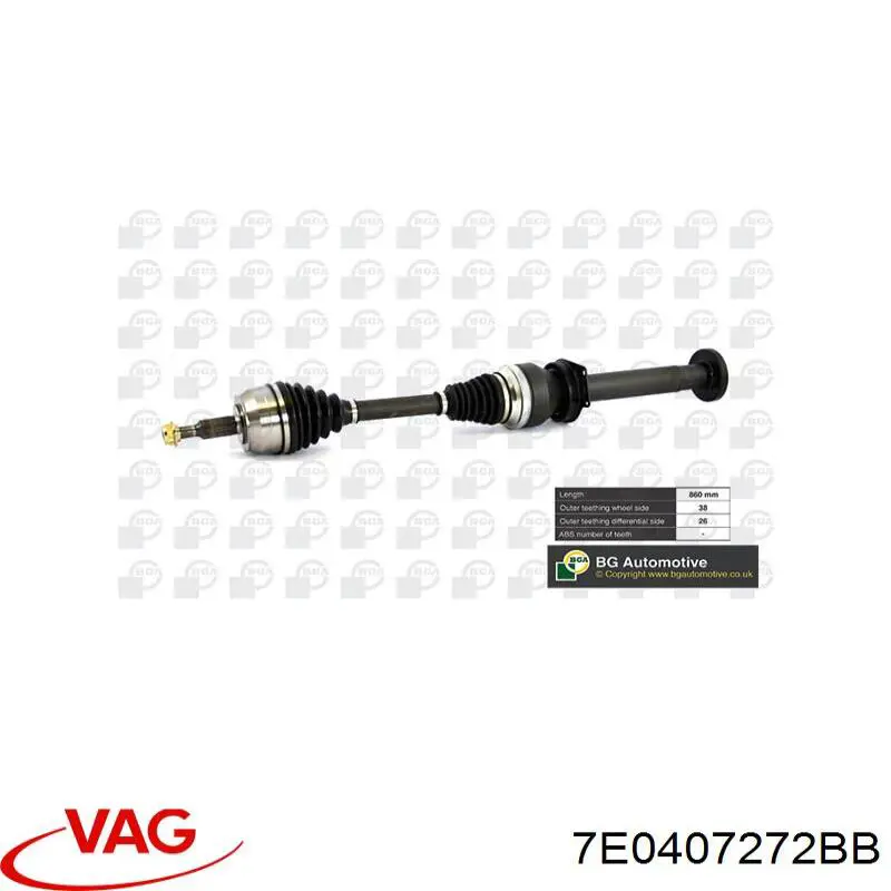 Semieixo (acionador) dianteiro direito VAG 7E0407272BB preço, a partir de 178,77 USD