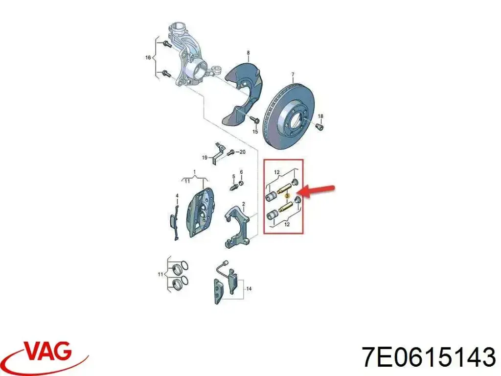 Guia de suporte dianteiro VAG 7E0615143 preço, a partir de 9,56 USD