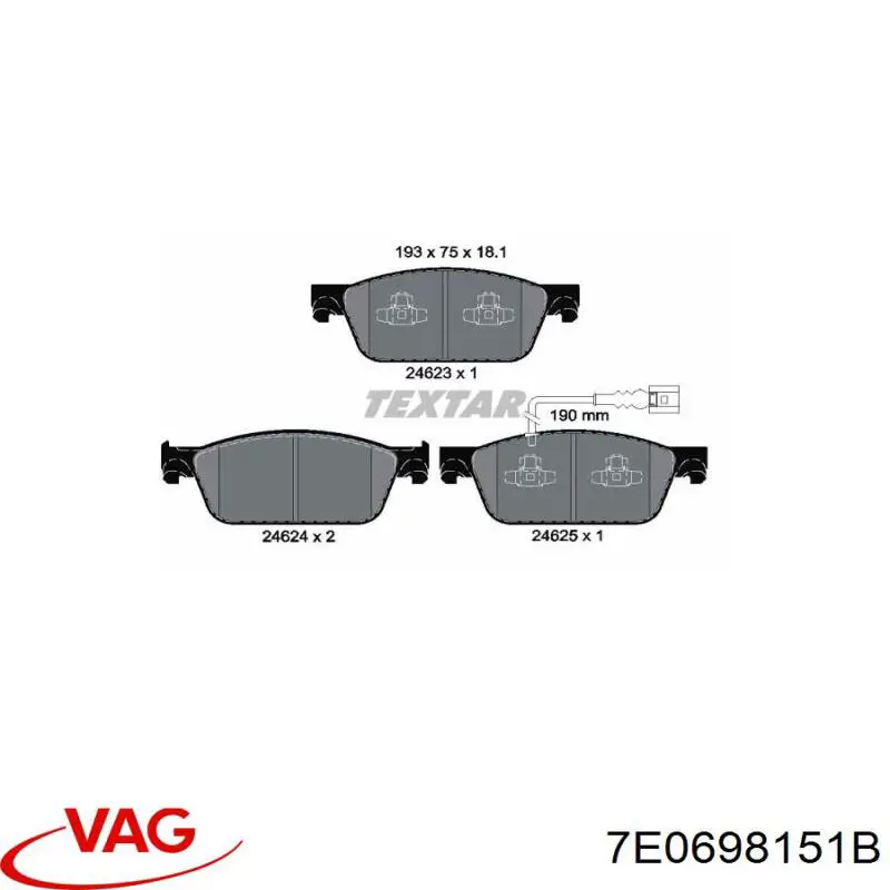 Compre 7E0698151B VAG Sapatas do freio dianteiras de disco
