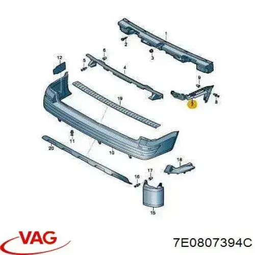 Consola direita do pára-choque traseiro VAG 7E0807394C preço, a partir de 22,01 USD