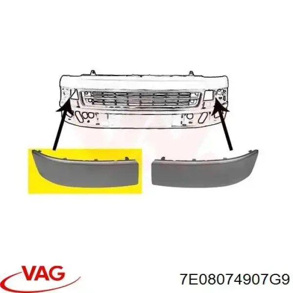 Tampão (grelha) das luzes de nevoeiro do pára-choque dianteiro direito VAG 7E08074907G9 preço, a partir de 21,96 USD