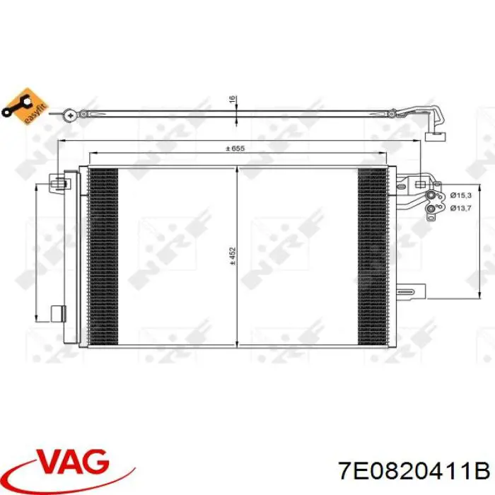 Radiador de aparelho de ar condicionado VAG 7E0820411B preço, a partir de 188,98 USD