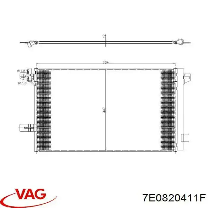 7E0820411F VAG Radiador de aparelho de ar condicionado