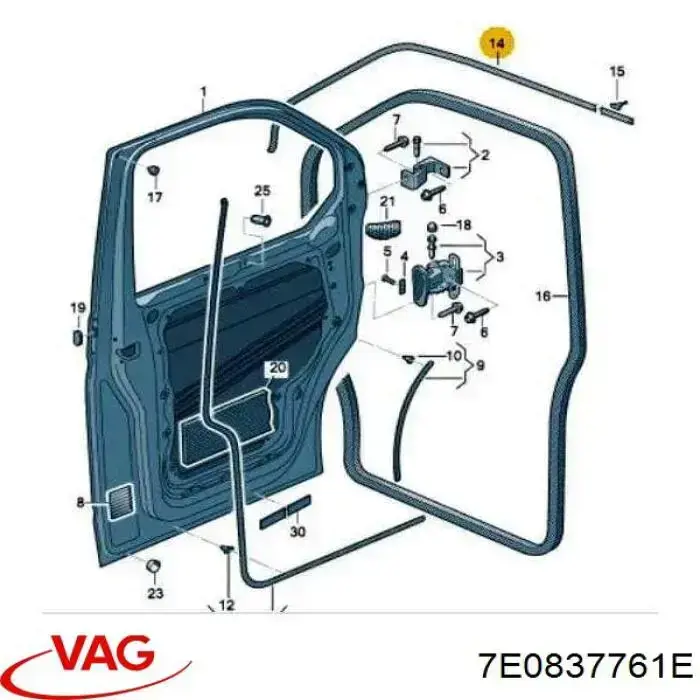 Compactador da porta dianteira esquerda (na carroçaria) VAG 7E0837761E preço, a partir de 47,54 USD