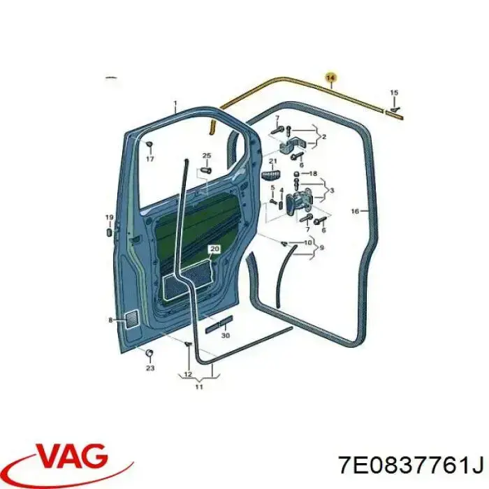 7LA837761 VAG Compactador da porta dianteira esquerda (na carroçaria)