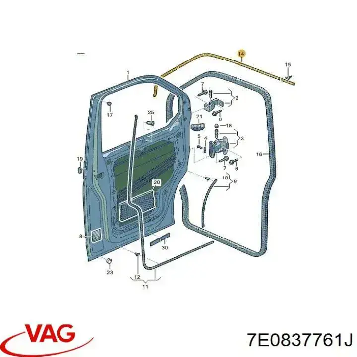 Compactador da porta dianteira esquerda (na carroçaria) VAG 7LA837761 preço, a partir de 47,25 USD