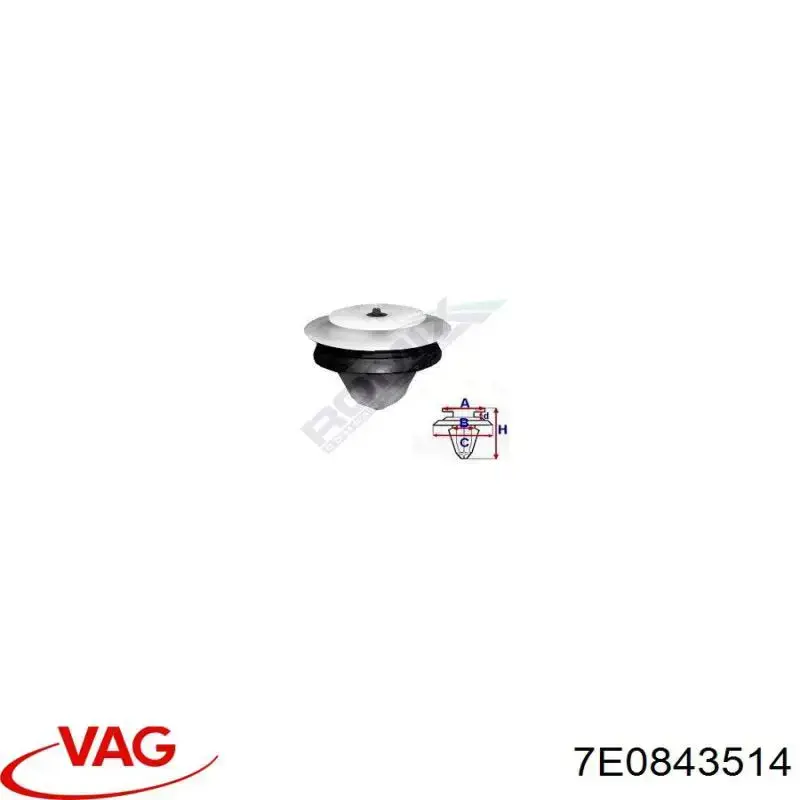 Braçadeira (cápsula) de fixação de moldura da porta VAG 7H0843514 preço, a partir de 1,29 USD