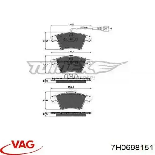 Sapatas do freio dianteiras de disco VAG 7H0698151 preço, a partir de 36,96 USD