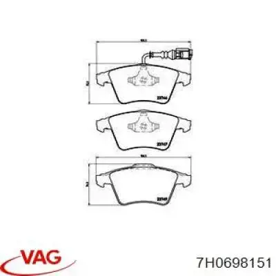 Compre 7H0698151 VAG Sapatas do freio dianteiras de disco