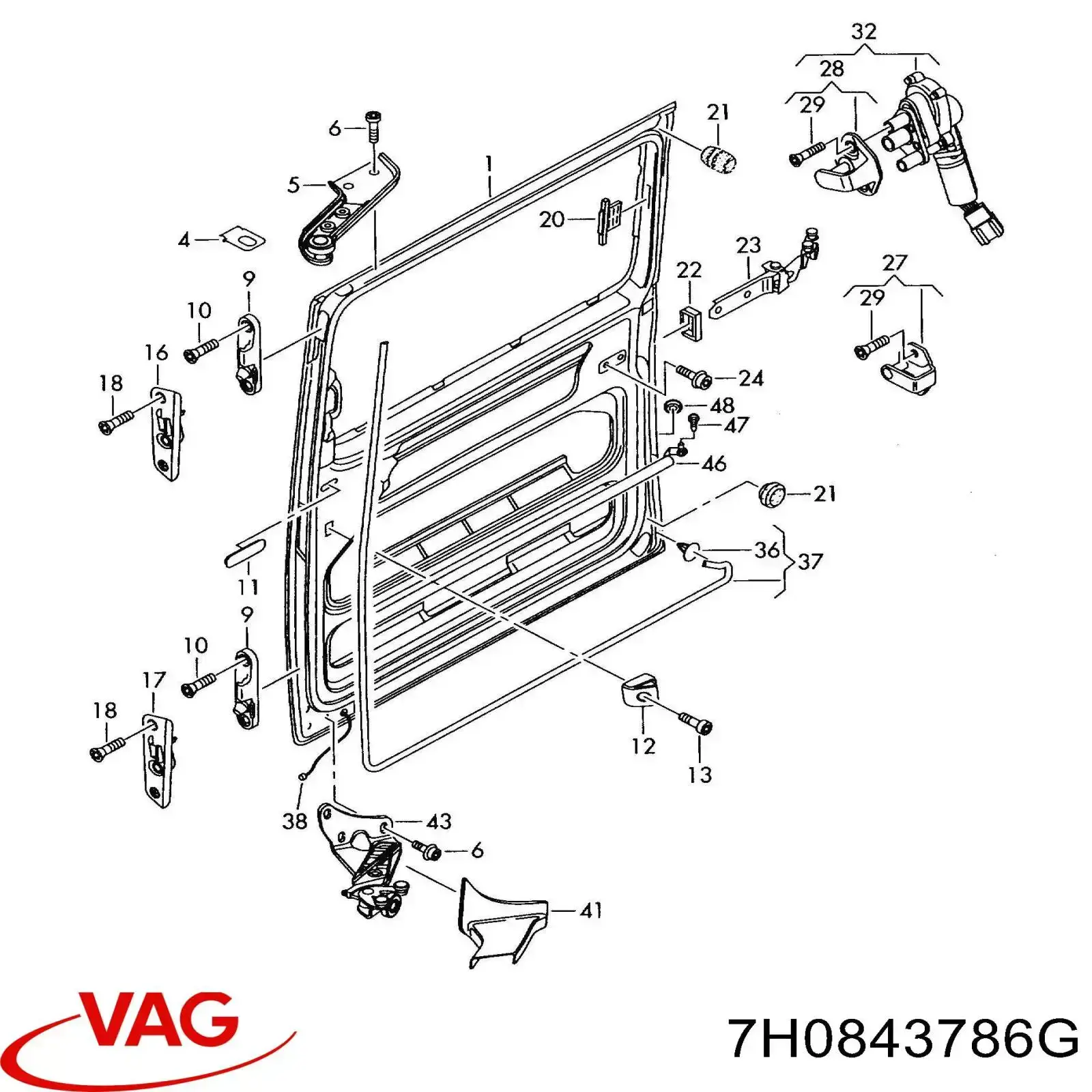 7E0843786C VAG Vedação da porta lateral (deslizante)