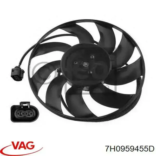 7H0959455D VAG Ventilador elétrico de esfriamento montado (motor + roda de aletas)