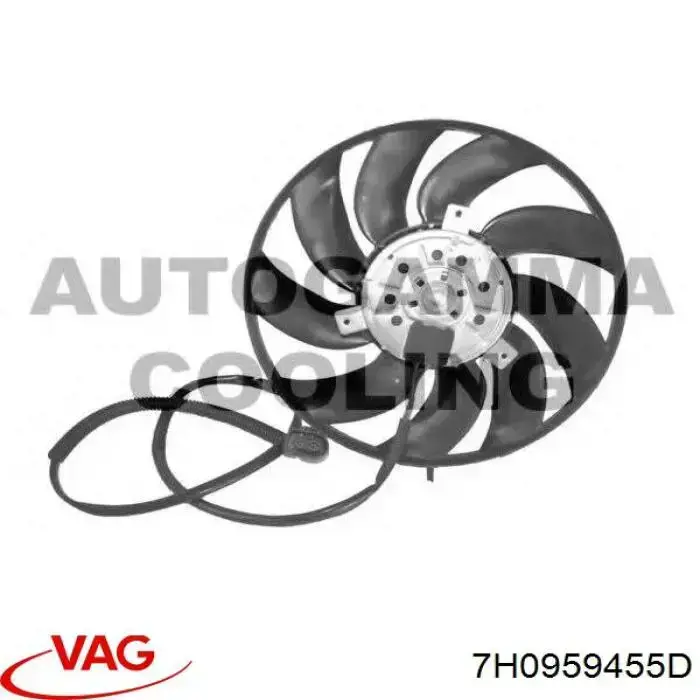 Compre 7H0959455D VAG Ventilador elétrico de esfriamento montado (motor + roda de aletas)