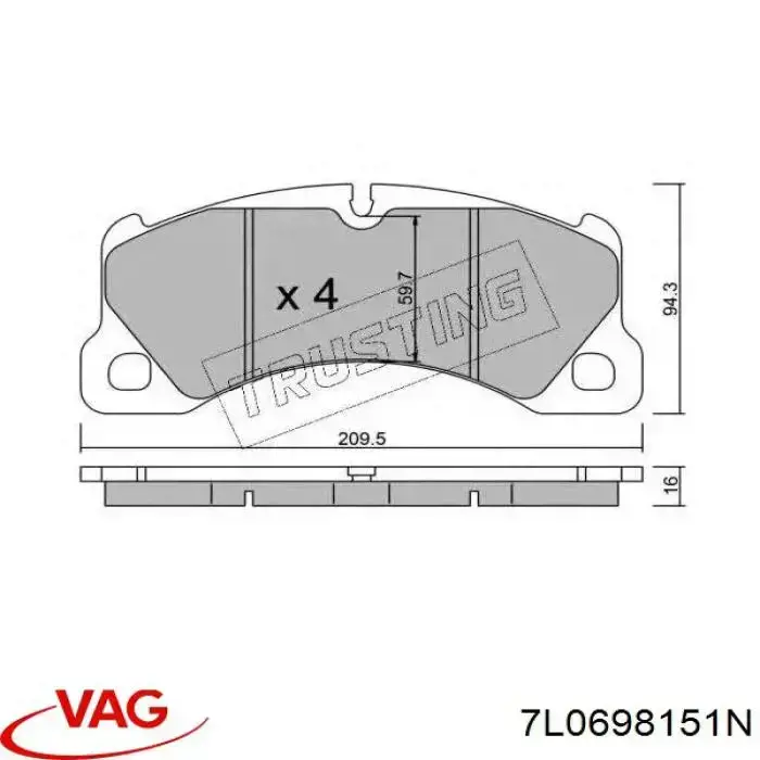 Sapatas do freio dianteiras de disco VAG 7L0698151N preço, a partir de 82,45 USD