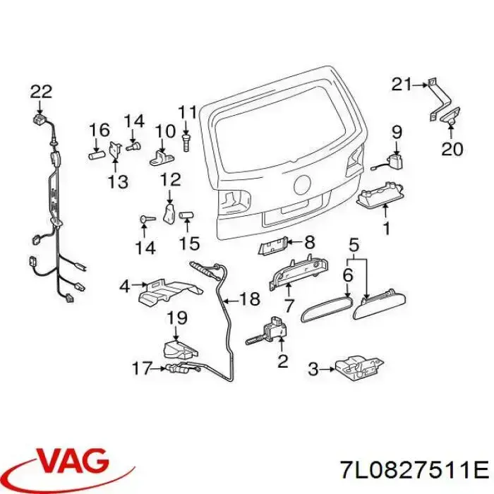 7L0827511E VAG Motor acionador de abertura/fechamento de porta-malas (de 3ª/5ª porta traseira)