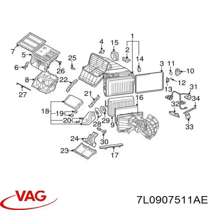 7L0907511AE VAG Acionamento de comporta de forno