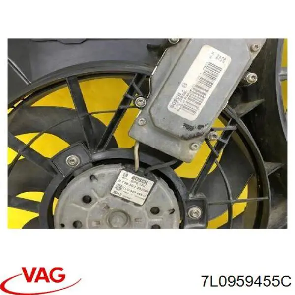 Ventilador elétrico de esfriamento montado (motor + roda de aletas) esquerdo VAG 7L0959455C preço, a partir de 157,26 USD
