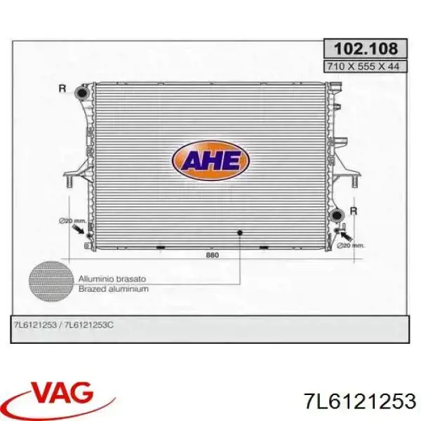 Compre 7L6121253 VAG Radiador de esfriamento de motor